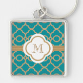 Porte-clés Teal décoré d'un monogramme et Marocain d'or (Devant)