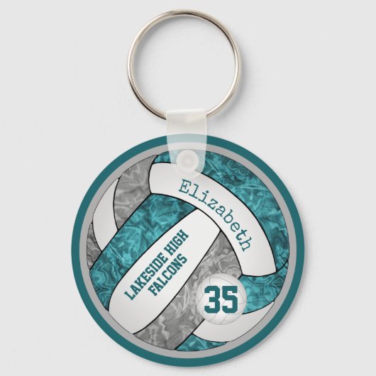 Porte-clés teal gray white girrl volleyball keychain (Recto)
