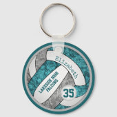 Porte-clés teal gray white girrl volleyball keychain (Verso)