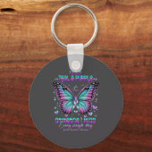 Porte-clés Teal N Purple Butterfly Suicide Prevention Awarene (Recto)