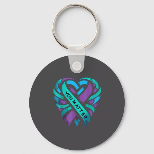 Porte-clés Teal Purple Heart You Suicide Prevention Awareness (Recto)