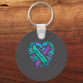 Porte-clés Teal Purple Heart You Suicide Prevention Awareness (Recto)