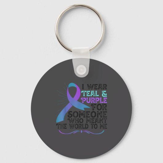 Porte-clés Teal Purple Ribbon For Suicide Prevention Awarenes (Recto)