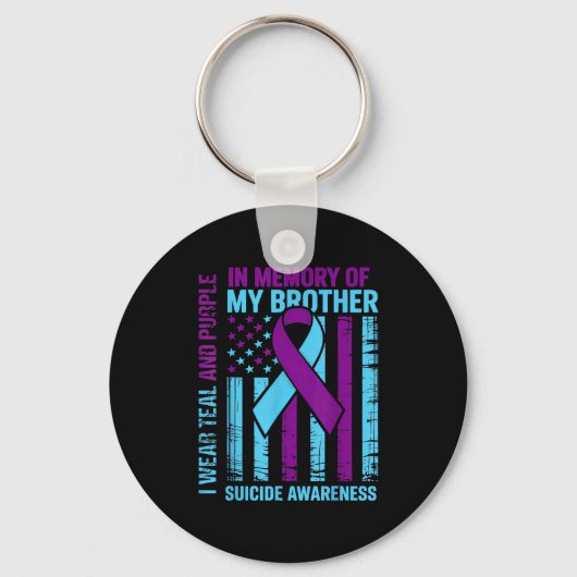 Porte-clés Teal Purple Ribbon Suicide Awareness Flag Brother  (Recto)