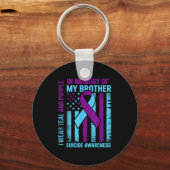 Porte-clés Teal Purple Ribbon Suicide Awareness Flag Brother  (Recto)