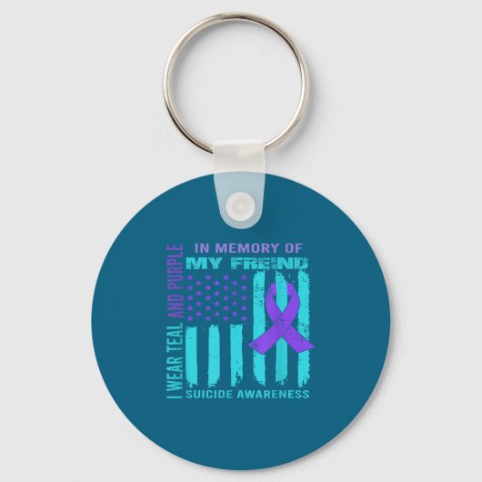 Porte-clés Teal Purple Ribbon Suicide Awareness Flag Freind B (Recto)