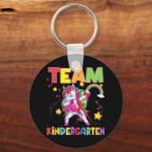 Porte-clés Team Kindergarten Dabbing Unicorn Retour À L'École (Recto)