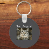 Porte-clés Tech Suprt Silly Staring Cat Meme Gen Alpha Humor (Recto)