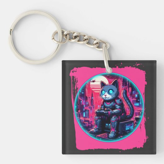 Porte-clés Technologies Feline futuriste (Devant)