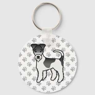 Porte-clés Teckel à poil dur noir et blanc Chien de dessin an