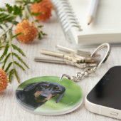 Porte-clés Teckel noir et bronzage 1 de Miniture (Devant droit)