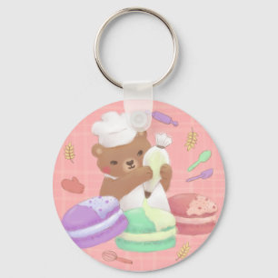 Porte-clés Teddy le Baker avec Macarons