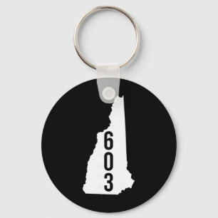 Porte-clés Tee carte de l'État du code régional 603 Nh New Ha