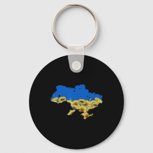 Porte-clés Tee Fleur de Tournesol Drapeau Ukraine Floral Vint