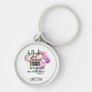 Porte-clés Teenage Goddaughter Gift Pink Unicorn Proverb Cute