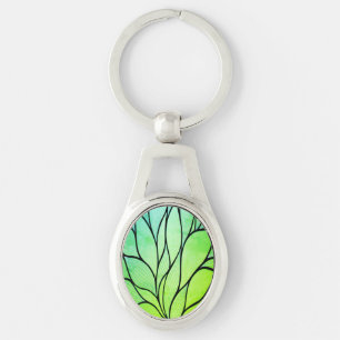 Porte-clés Teintes vertes vives motif créatif de feuilles
