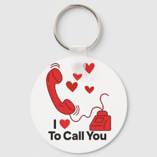 Porte-clés Téléphone Red Love - Image d'appel rétro