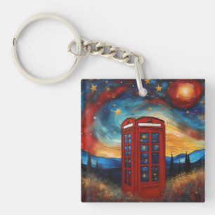 Porte-clés Téléphone Rouge Sur La Nuit Starry Colorée