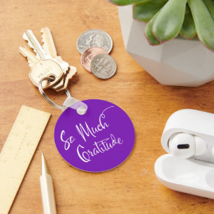 Porte-clés Tellement De Gratitude Script Moderne Simple Purpl