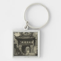 Temple impérial asiatique en noir et blanc