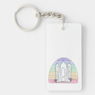 Porte-clés Temple LDS Salt Lake City coucher de soleil arc-en
