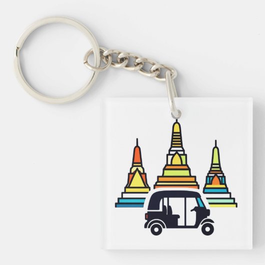 Porte-clés Temples thaïlandais et tuk tuks (Devant)