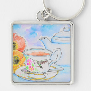 Porte-clés Temps pour la peinture à l'aquarelle de thé