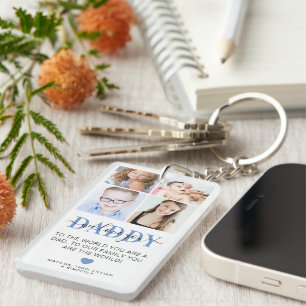 Porte-clés Tendance 4 collage photo Insta Papa 'on t'aime'