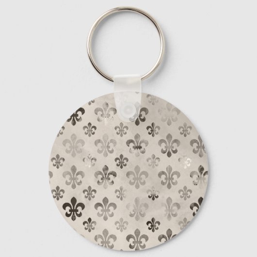 Porte-clés Tendance Argent Gray Fleur De Lis Motif (Recto)