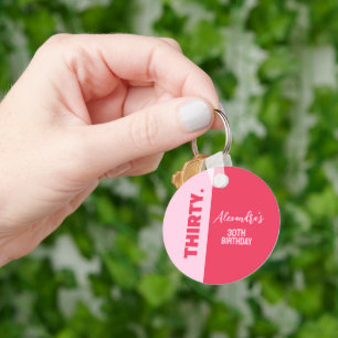 Porte-clés Tendance Bold rose et rouge fille 30e anniversaire