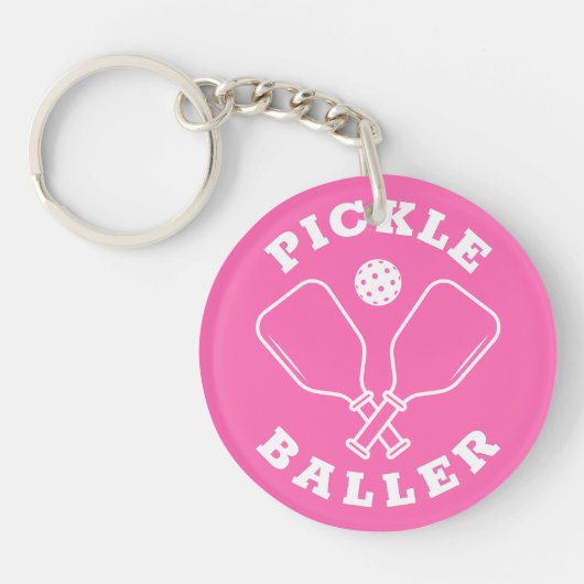 Porte-clés Tendance Pickle Baller Hot Pink (Devant)