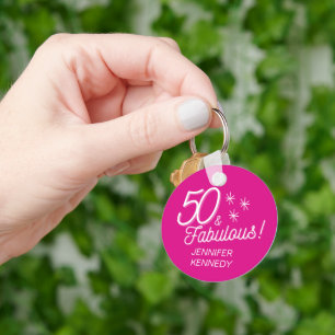 Porte-clés Tendance rose 50 Et Fabuleux Anniversaire