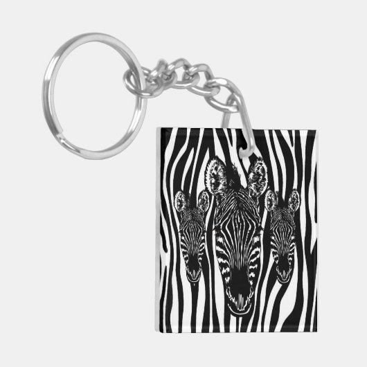 Porte-clés Tendance Zebra Herd sur Zebra Imprimer (Devant gauche)
