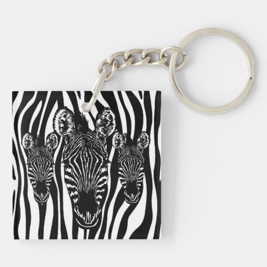 Porte-clés Tendance Zebra Herd sur Zebra Imprimer (Dos)