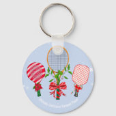 Porte-clés Tennis de Noël, Paddleball, Joueur de Pickleball (Recto)