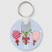 Porte-clés Tennis de Noël, Paddleball, Joueur de Pickleball (Verso)