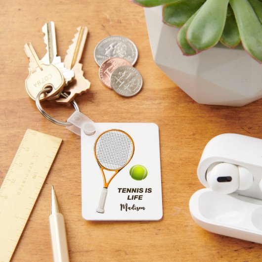 Porte-clés Tennis de texte personnalisé (Bureau)
