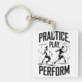 Porte-clés Tennis et motivation - practice play perform (Devant)