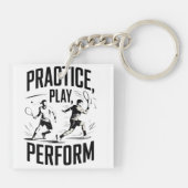 Porte-clés Tennis et motivation - practice play perform (Dos)