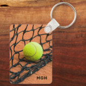 Porte-clés Tennis Monogramme et texte personnalisé (Verso)