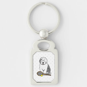 Porte-clés Tennis Old English Sheepdog (Gris 1) Chien mignonn