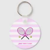 Porte-clés Tennis personnalisé rose rayé (Recto)