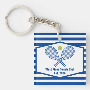 Porte-clés Tennis sur mesure Country Club Bleu rayé