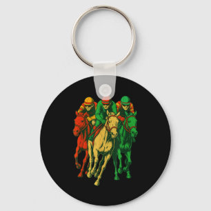 Porte-clés Tenue de course de chevaux rétro scène de course d