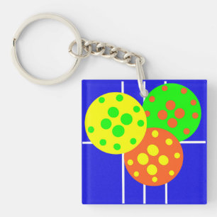 Porte-clés Terrain et balles de pickleball Abstraits