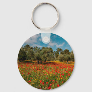 Porte-clés terrain fleuri et arboré