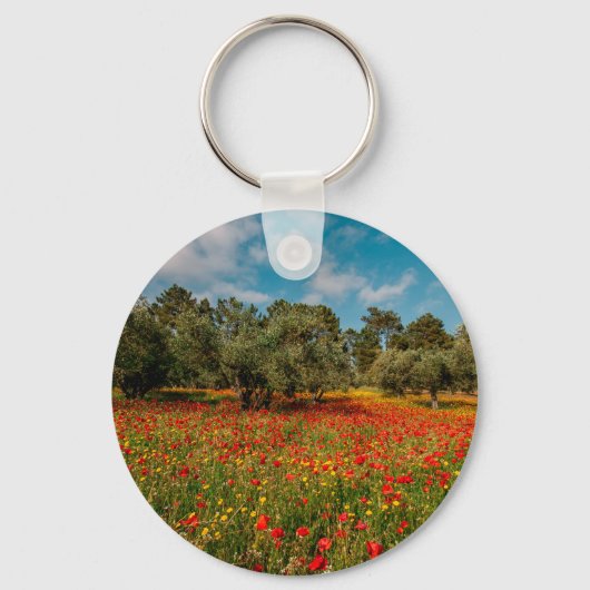 Porte-clés terrain fleuri et arboré (Recto)