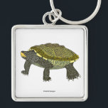 Porte-clés Terrapin (white) - Square Premium Keychain<br><div class="desc">Presenting a captivating digital illustration of a Diamondback Terrapin, featuring its distinctive yellow and black striped shell. Created with Procreate, this piece celebrates the beauty of wildlife.
Drawn for: M</div>