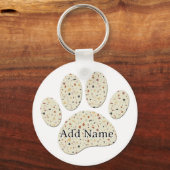 Porte-clés Terrazzo Dog Pawprint Motif Art (Verso)