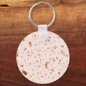 Porte-clés Terrazzo Rose Blush Avec Spots De Cuivre Or (Recto)